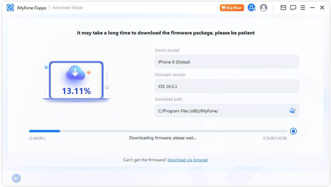 
Íoslódáil an firmware i mód chun cinn fixppo