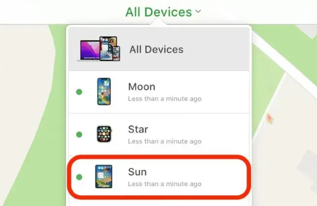 בחר את ה-iPad שלך מתוך iPad מצא את כל המכשירים