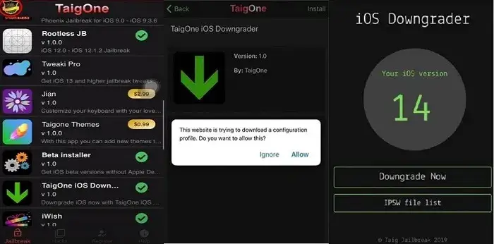 כלי שדרוג לאחור של Taigone ל-iOS
