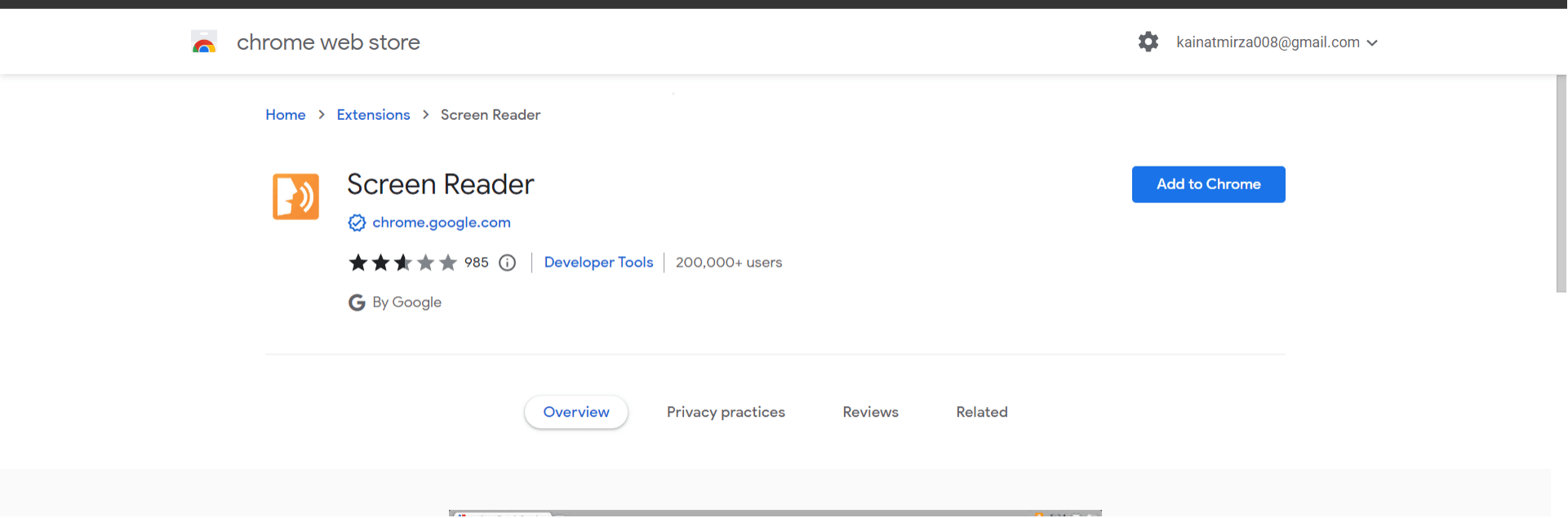 add screen reader to chrome extension
