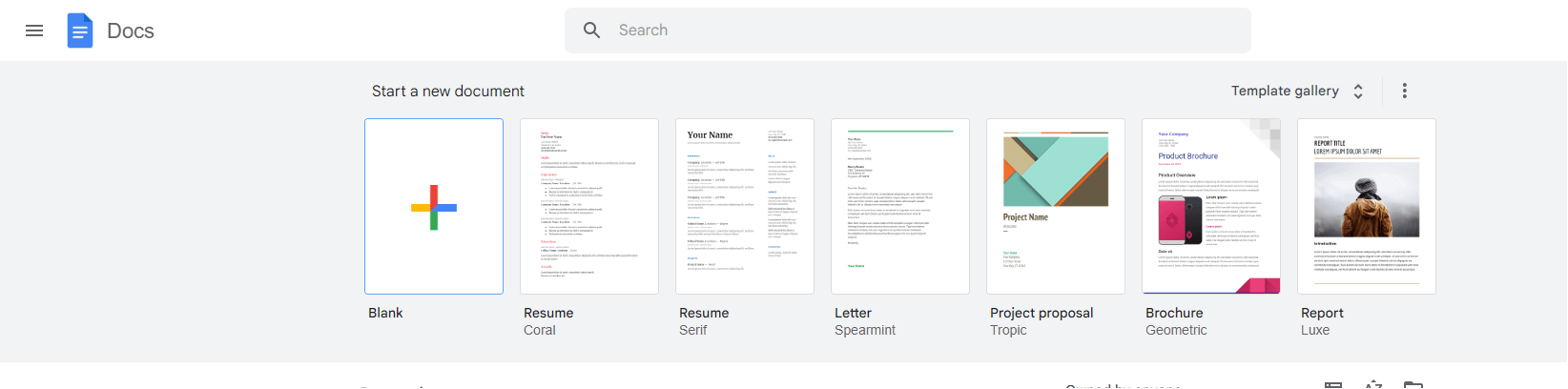 google docs open new document