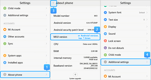 turn on usb debugging on xiaomi running miui 6-10 step 1