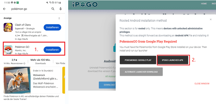 ipogo launcher APK
 für gerootete Android Handy installieren