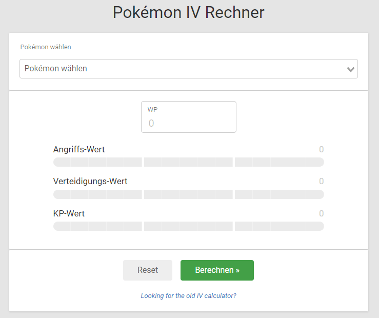 Pokémon Go IV-Rechner auf offizielle Website