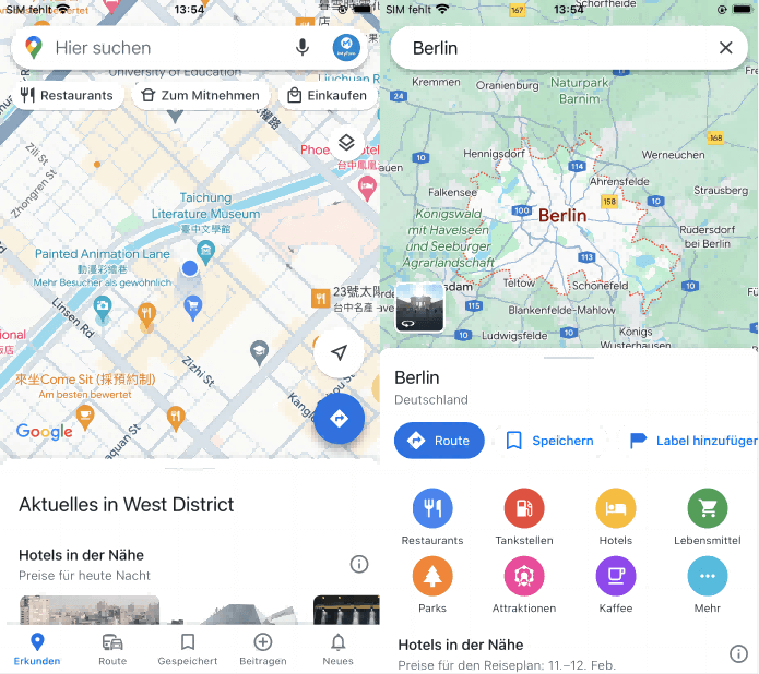 google maps auf ios starten