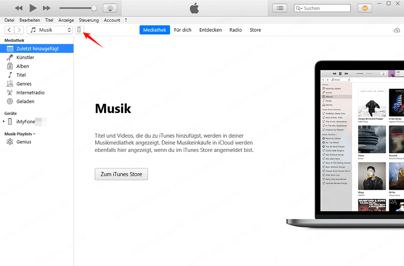iPhone Symbol in iTunes klicken