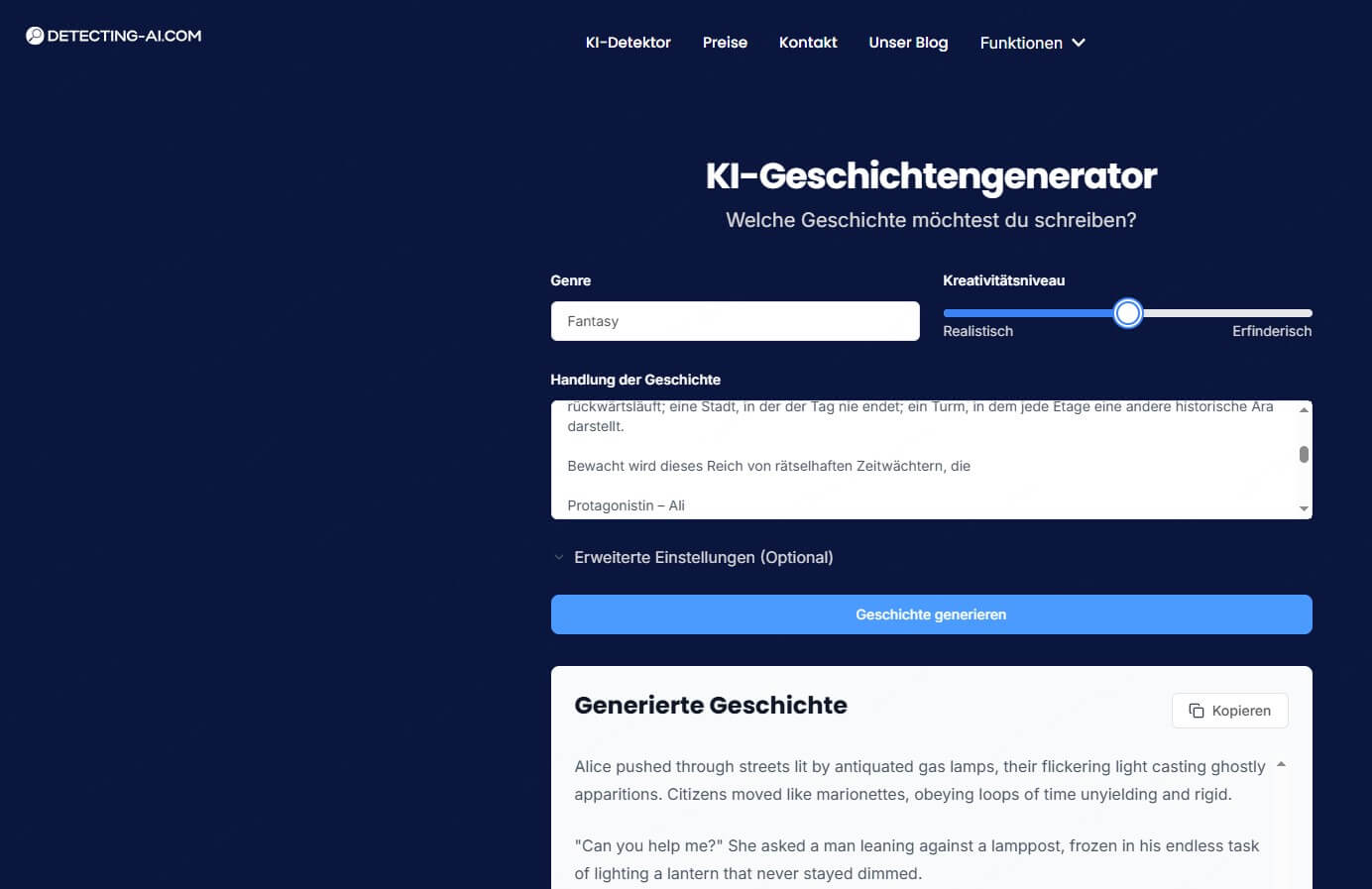 Detection KI Story Generator