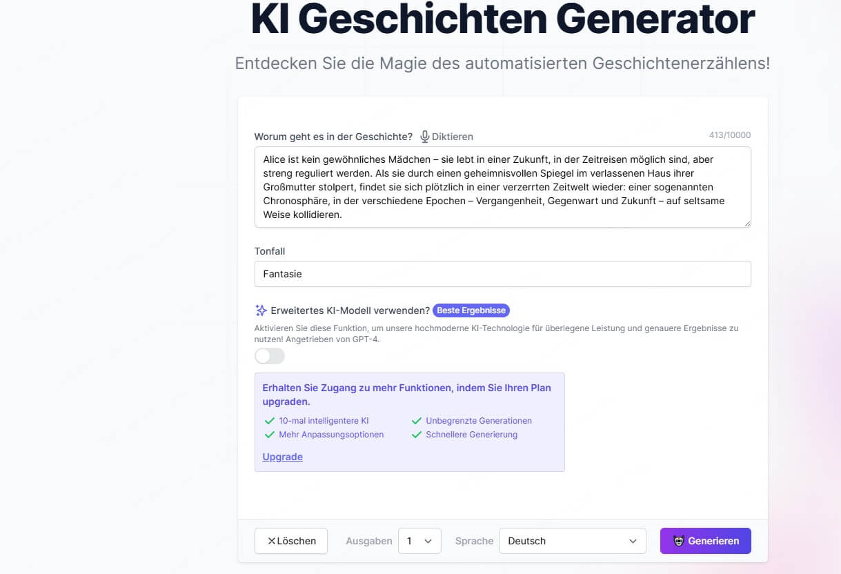 Easy Peasy AI Story Generator