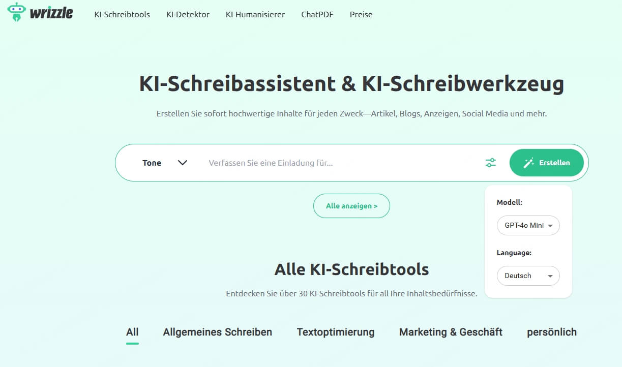 Wrizzle.ai KI deutsche Textgenerator