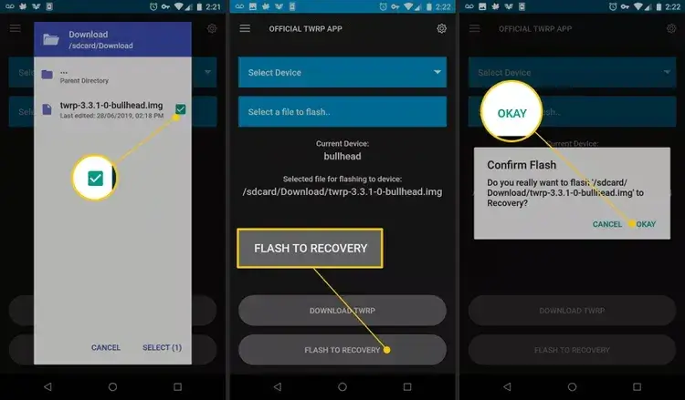 Wählen Sie Flash to Recovery