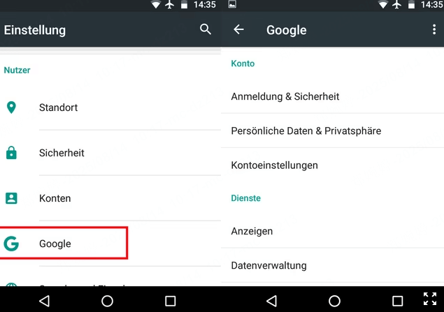 Gehen Sie zu Google