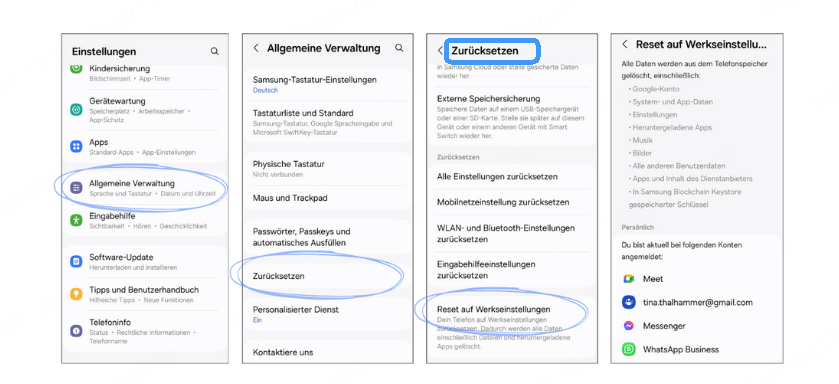 Samsung Handy zurücksetzen