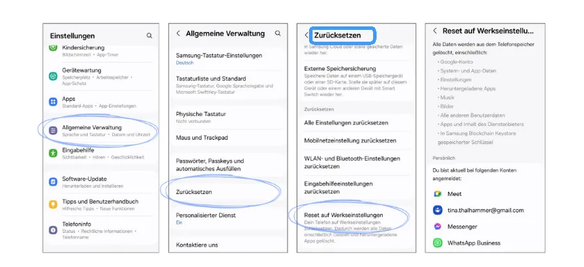 Drücken Sie die Schaltfläche „Einstellungen zurücksetzen“