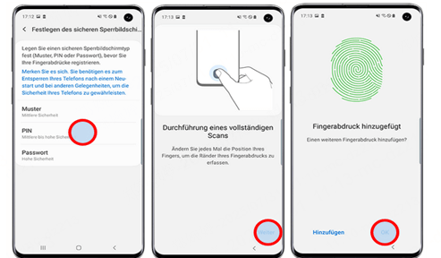 Legen Sie nach dem Zurücksetzen von Samsung ein neues Passwortmuster oder einen neuen Fingerabdruck fest