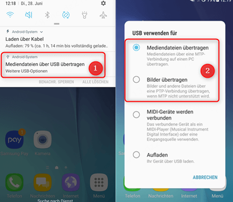 Wählen Sie nach Bedarf die Option „Mediendateien übertragen“ oder „Bilder übertragen“ aus