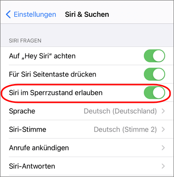 Siri erlauben, wenn gesperrt