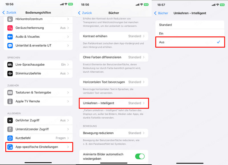 iPhone – Farbumkehr für App und Startbildschirm deaktivieren
