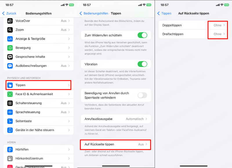 iPhone – Rückseitentippen deaktivieren