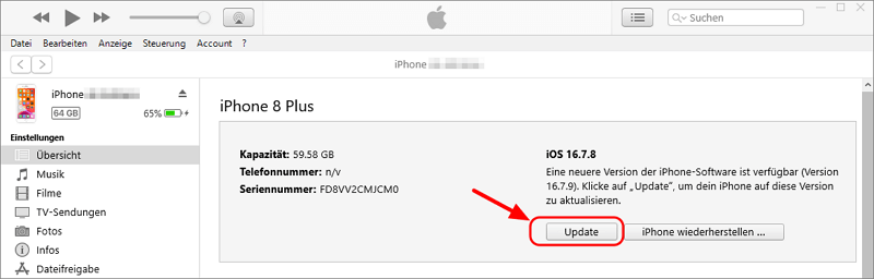 iPhone Bildschirm flackert grün- update mit iTunes