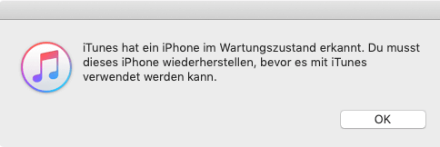 iTunes liest das iPhone im DFU-Modus