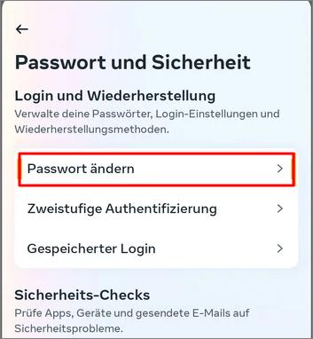 Passwort über die IG-Webversion ändern