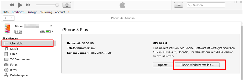 iPhone iOS Update rückgängig machen mit iTunes