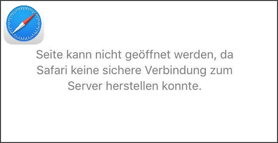 Safari kann keine sichere Verbindung zum Server aufbauen