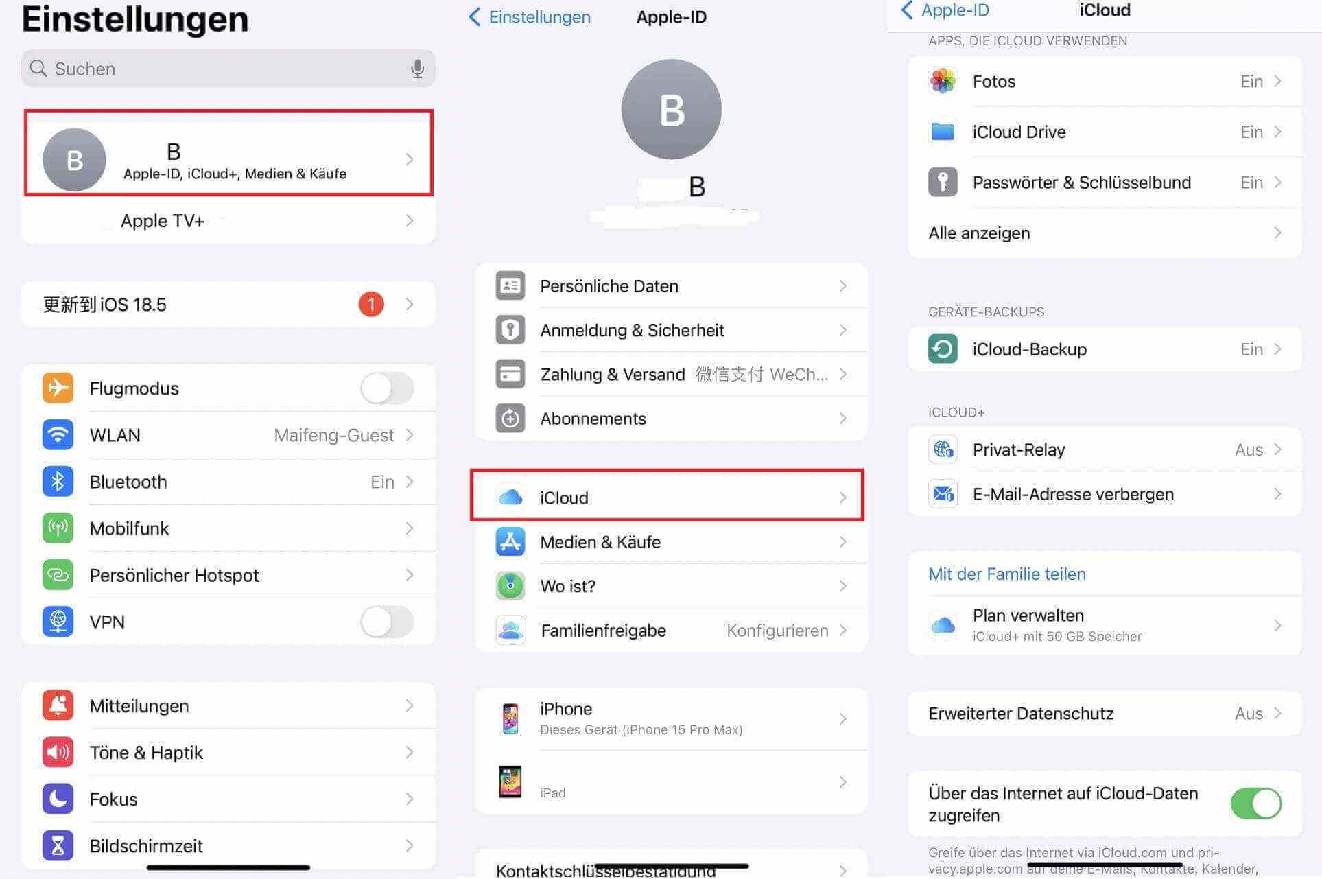 iCloud-Synchronisierung