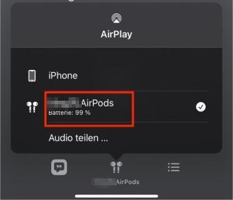 Wählen Sie AirPods zum Abspielen aus
