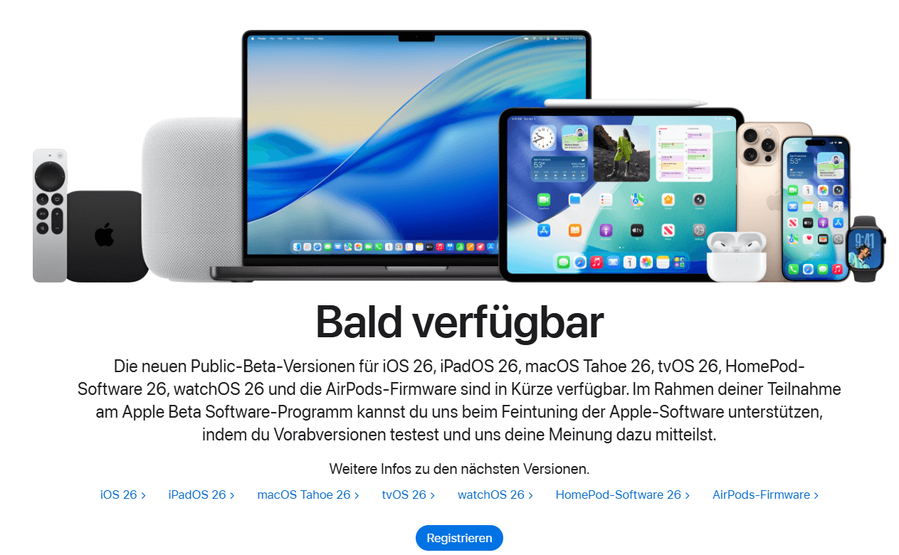 Apple Beta Software Program teilnehmen