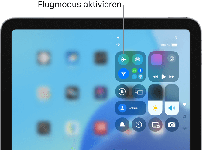 Aktivieren und Deaktivieren des iPad-Flugmodus