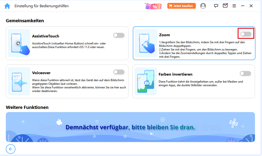 iPhone-Vergrößerung ausschalten
