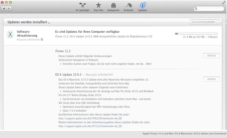iPhone macht kein Update, iTunes auf dem Mac aktualisieren