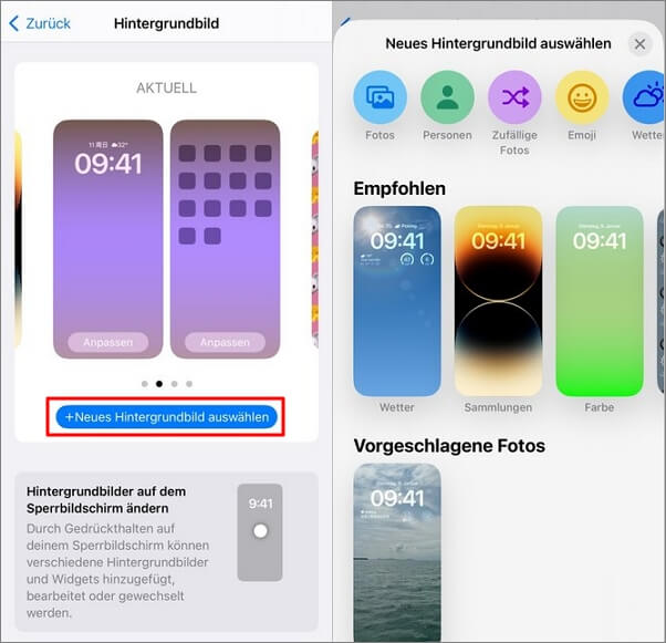 Hintergrundbild iPhone ändern über die Einstellungen