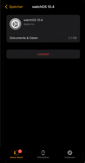 Apple Watch Update-Datei löschen