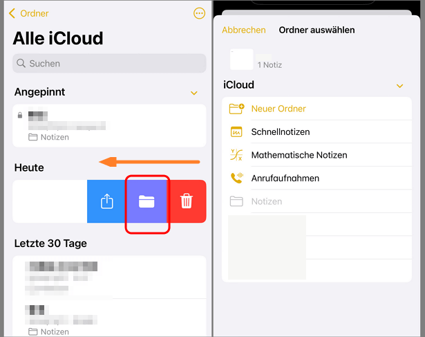 iPhone-Notizen in iCloud speichern