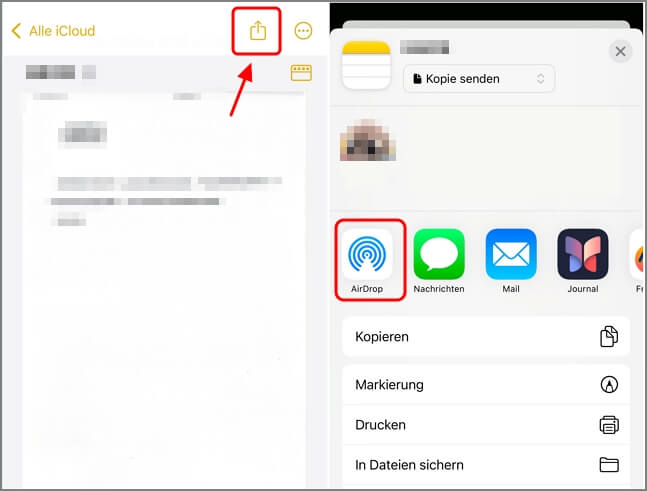 Notizen vom iPhone auf PC übertragen mit AirDrop