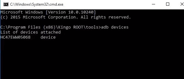 Gib „adb devices“ ein