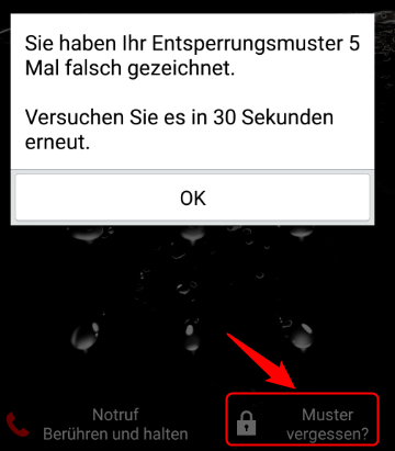 die Meldung „Muster vergessen?“