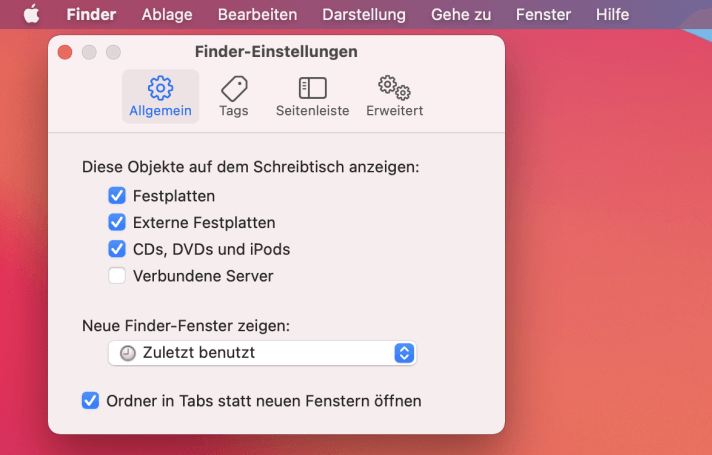 Sichtbarkeit von externen Festplatten in Mac ermöglichen