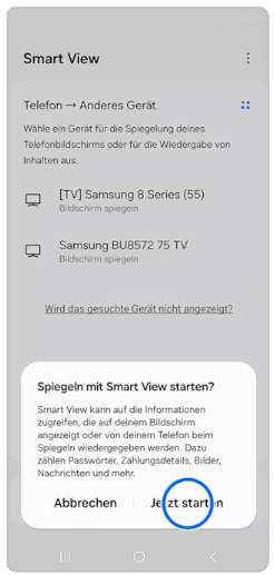 Mit Smart View - Schritte für iPhone auf Samsung TV spiegeln