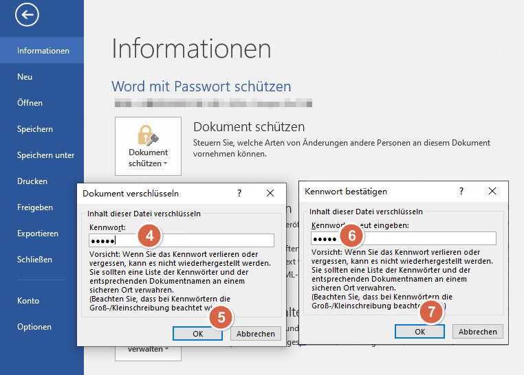 Word Dokument mit Kennwort schützen