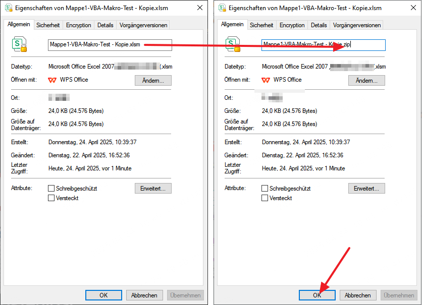 xlsm auf zip ändern