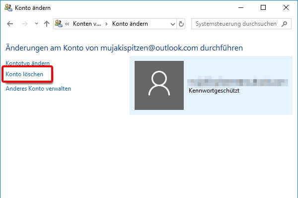 windows 10 lokalen benutzer löschen