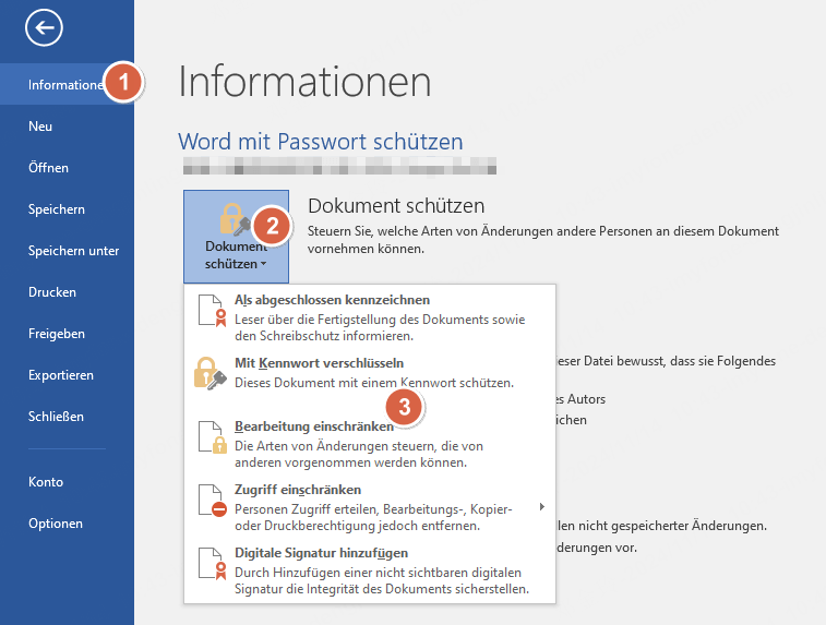 Word Dokument schützen
