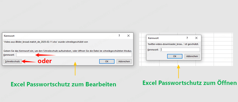 Passwort für gesperrte Excel Datei eingeben