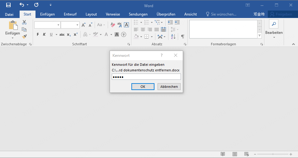 word Kennwort zum Öffnen eingeben
