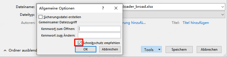 Schreibschutz aufheben Excel