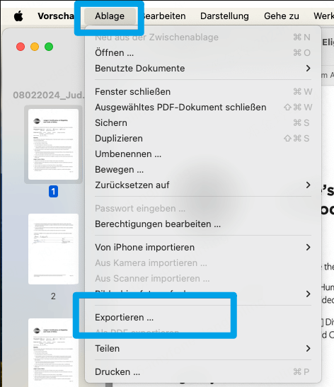 exportieren Sie PDF auf Mac mit Vorschau