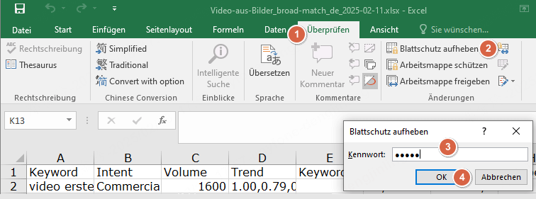 Passwortschutz bei Excel deaktivieren